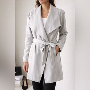 Club Monaco Gideon Trench Coat Light Gray Lyocell Belted Size S/P